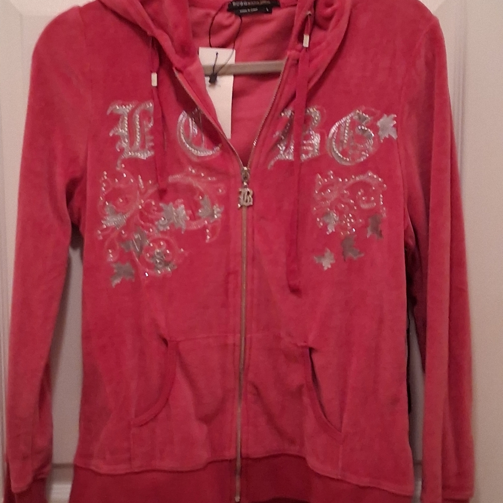 BCBGMaxAzria Pink Embellished Track Suit New w/tags jacket L pant M